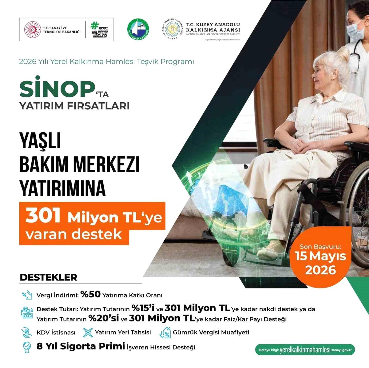 Sinop’ta Yaşlı Bakım Merkezine 301 Milyon TL Destek